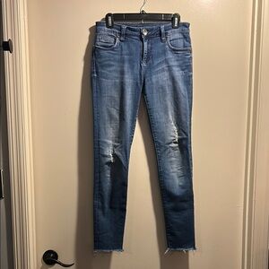 Kut from the Kloth Blue Skinny Jeans with Distressed Details